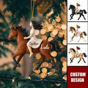 Personalized Woman Riding Horse Ornament - Gift For Horse Lovers