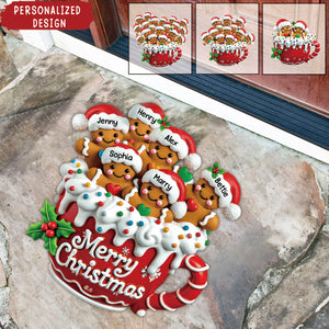 Merry Christmas-Personalized Gingerbread Doormat/ Rug Gift For Family