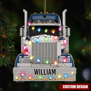 Celebrate The Holidays With Festive Truck Decorations, Personalized Custom Acrylic Ornament, Gift For Truck Drivers