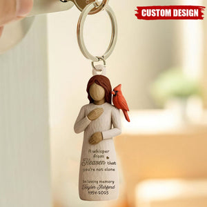 Always With You Cardinal & Woman Personalized Acrylic Keychain, Memorial Sympathy Gift