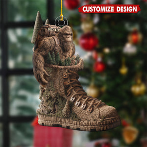 Personalized Hiking Boot Forest Ornament