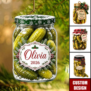 Personalized Christmas Pickle Jar Acrylic Ornament