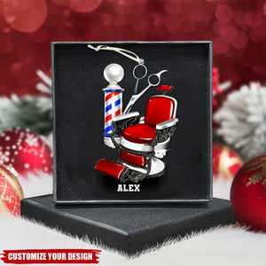 Personalized Barber Chair Christmas Ornament - Gift For Barber