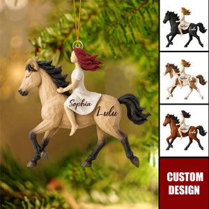 Personalized Woman Riding Horse Ornament - Gift For Horse Lovers