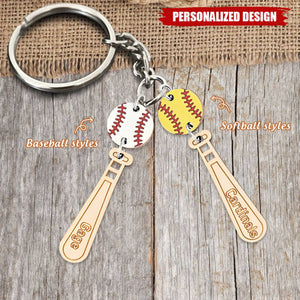 Personalized Name Baseball Keychain, Baseball Bat Keychain, Softball Keychain, Gift for Sports Mom/Daughter/Baseball Fan