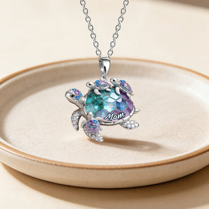 Personalized Grandma/Mom Turtle Necklace - Gift For Mom and Grandma