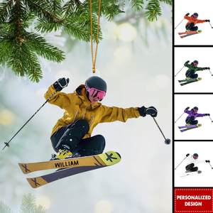 Personalized Skiing Christmas Ornament-Ski Lift Lover Gift