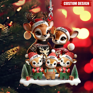 Deer Family Personalized Shaped Ornament, Christmas Family Gift