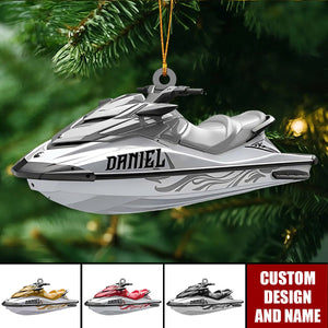 Personalized Jet Boat Ski Christmas Ornament, Skiing Jet Boat Christmas Tree Ornament