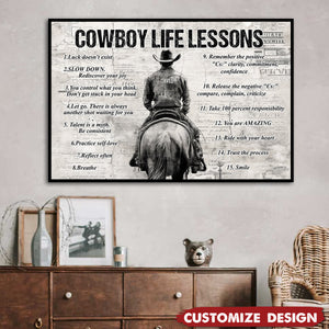 Personalized Cowboy Life Lessons Cool Quotes Poster - Gift For Cowboy