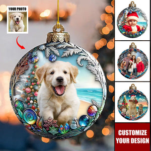 Custom Photo Christmas Good Cheer Is Found With Family Personalized Christmas Acrylic Ornament - 2024 New Release Gift For Family Members