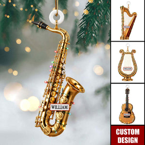 Personalized Musician Christmas Ornament, Custom Musical Instrument Xmas Tree Gift For Music Lovers