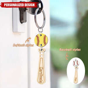 Personalized Name Baseball Keychain, Baseball Bat Keychain, Softball Keychain, Gift for Sports Mom/Daughter/Baseball Fan