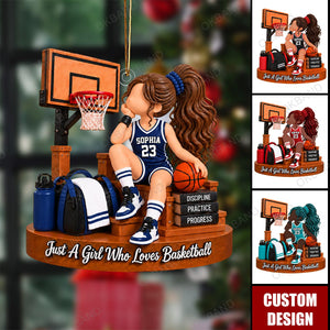 Personalized Basketball Girl Ornament, Girl Basketball Ornament