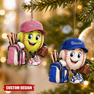 Personalized Softball Baseball Player Acrylic Ornament