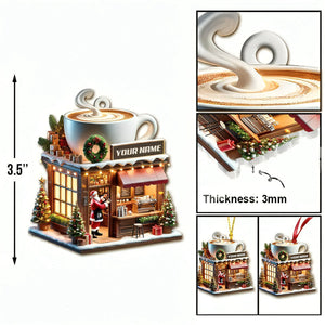Custom Name Coffee Shop Ornament, Coffee Love Christmas Gift