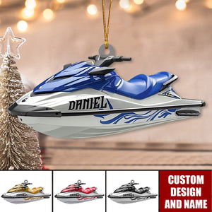 Personalized Jet Boat Ski Christmas Ornament, Skiing Jet Boat Christmas Tree Ornament
