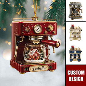 Personalized Coffee Maker Ornament - Gift For Coffee Lovers