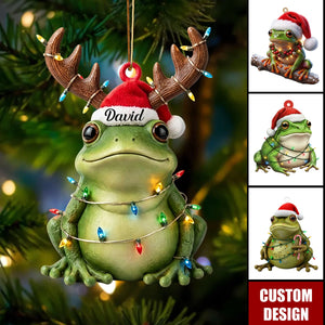 Personalized Frog Christmas 2D Ornament, Gifts For Frog Lovers