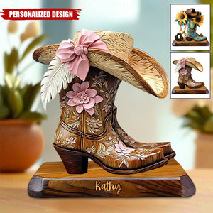 Cowgirl Boots-Personalized Cowgirl Shaped Acrylic Plaque