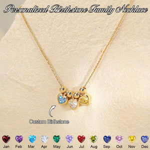 Personalized Heart Birthstone Family Necklace- Gift For Her