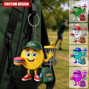 Personalized Cute Disc Golf Ball Mascot keychain - Gift for Disc Golf Lover - New Release