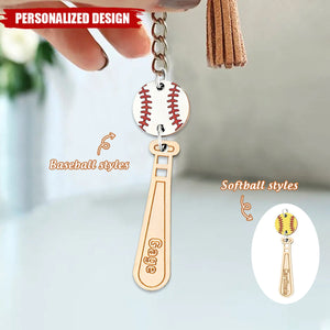 Personalized Name Baseball Keychain, Baseball Bat Keychain, Softball Keychain, Gift for Sports Mom/Daughter/Baseball Fan