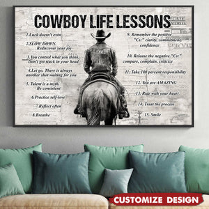 Personalized Cowboy Life Lessons Cool Quotes Poster - Gift For Cowboy