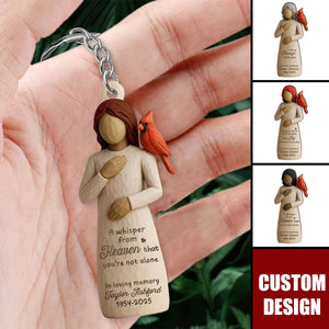 Always With You Cardinal & Woman Personalized Acrylic Keychain, Memorial Sympathy Gift