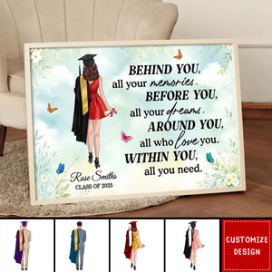 Graduation Senior Behind You All Your Memories Personalized Poster - Graduation Gift