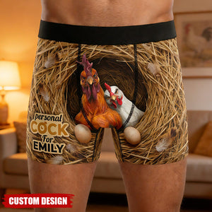 Couple Bold Rooster & His Possessive Hen Men Boxer, Personalized Gifts For Him