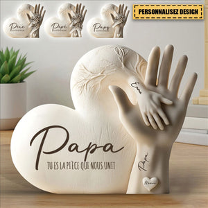Papa Tu Es La Pièce Qui Nous Unit - Plaque Personnalisée En Acrylique, Cadeau Pour La Fête Des Pères
