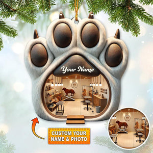 Personalized Photo Dog Paw Groomer Christmas Ornament - Gift For Dog Lovers