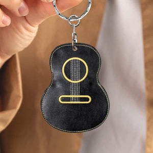 Personalized Guitar-Shaped Portable PU Leather Keychain-Gift for Guitar Player