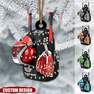 Personalized Baseball/Softball Bag with Helmet & Gloves Christmas Ornament, Gift For Baseball&Softball Lovers - New Release