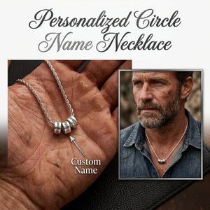 Personalized Family Name Printed Bead Necklace - Gift For Dad Husband