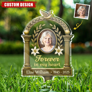 Carried In My Heart - Memorial Personalized Acrylic Garden Stake - Sympathy Gift For Family Members