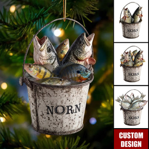 Personalized Fishing Bucket Christmas Ornament,Custom Fisherman Gift