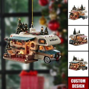 Personalized Vintage RV Camper Christmas Ornament - Gift For Campers