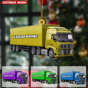 Personalized Semi Truck Christmas Ornament