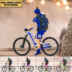 Personalized Apperance And Name Acrylic Ornament - Gift For Mountain Bikers/Cycling Lovers