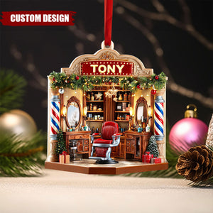 Personalized Barber Shop Christmas Ornament
