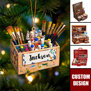 Personalized Artist Paint Box Brushes Acrylic Ornament Decor
