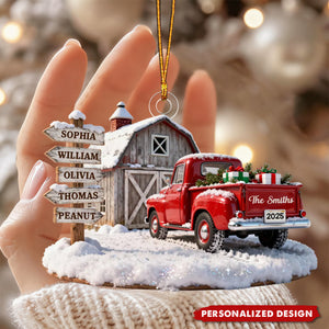 Personalized Truck Barn House Christmas Ornament-Gift For Family