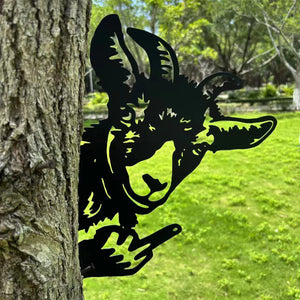 Goat Middle Finger Metal Decoration - Versatile Mountable Wall Art