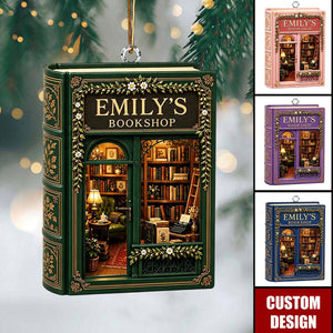 Personalized Reader Bookshop Ornament,Book Lover Gift, Miniature Library Decor