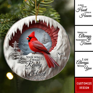 New Release - Your Wings Were Ready But My Heart Was Not - Personalized Cardinal Memorial Acrylic Ornament