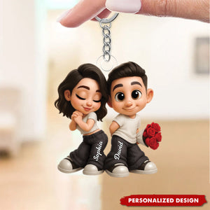 Personalized Together Y2K Couple Keychain - Gift for Couple, for Him, for Her