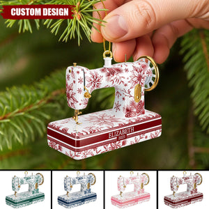 Sewing Toile de Jouy Acrylic Ornament