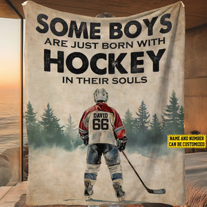 Hockey In Their Souls-Personalized Hockey Blanket-Gift For Hockey Lovers